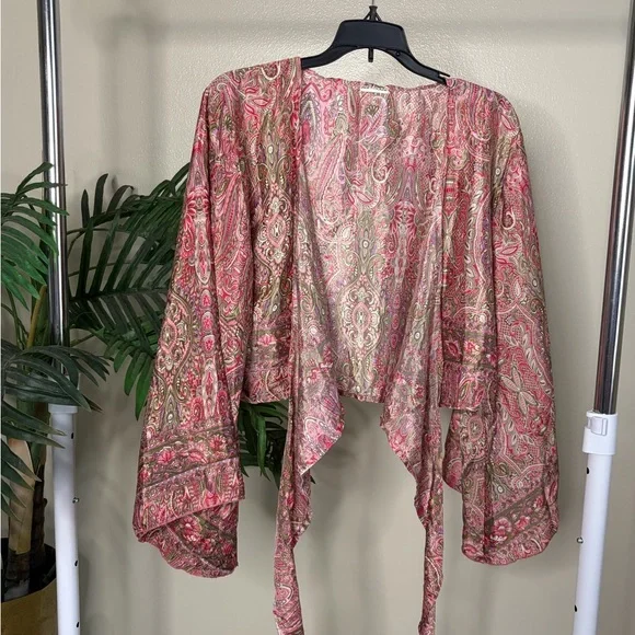 Cynthia Mehra Boho Paisley 2-Piece Set | Wrap Tie Top & Wide Leg Pants | Resort - Picture 5 of 9